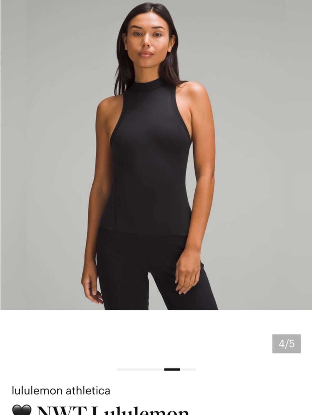 Lululemon Wundermost Nulu Mockneck Tank Top Black Size 2 - Picture 2 of 6
